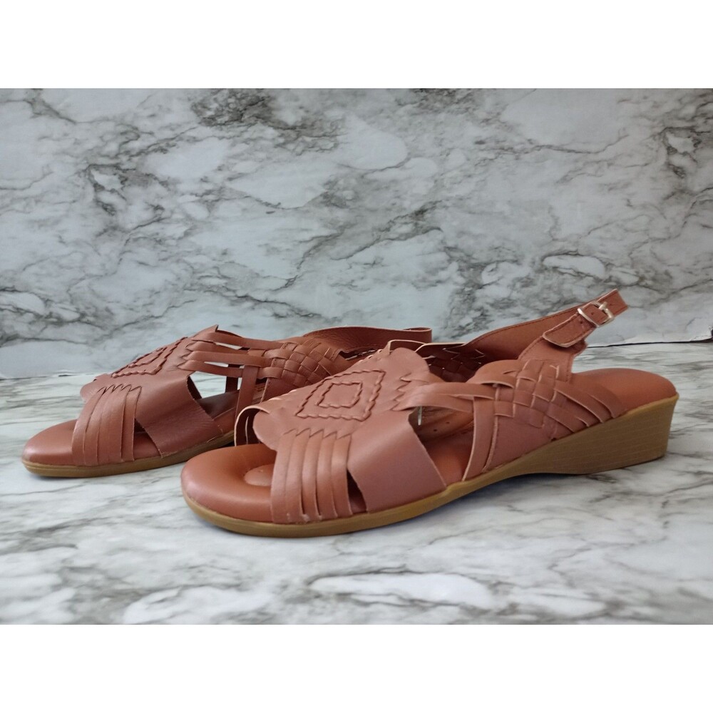 Angel Steps Brown Leather Upper Sandals Size 8.5W *FLAWED*